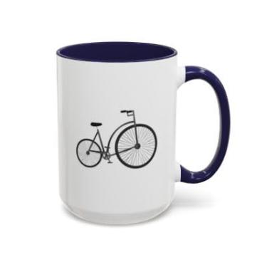 Imagem de Caneca de café de bicicleta – Copo de cerâmica com detalhe de bicicleta vintage – Presente divertido para ciclistas e amantes de café - Ideia de presente de aniversário e Natal (azul-marinho, 425 g)