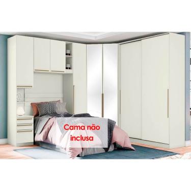 Imagem de Quarto Henn Seletto 5 Peças (1 Armário Ponte + 1 Closet + 2 Guarda Roupas + 1 Componente) QMH03 Areia