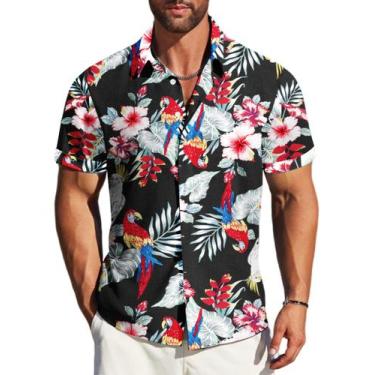 Imagem de Camisa havaiana MAPICK masculina Rayon Summer Floral Black 4GG