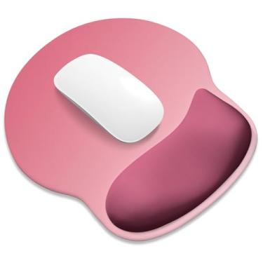 Imagem de ITNRSIIET Mouse pad ergonômico com descanso de pulso de espuma viscoelástica mais amplo + 17% - almofada curva reduz a pressão em 20%, alívio da dor, antiderrapante, suave, cores fofas, 25 x 23 cm