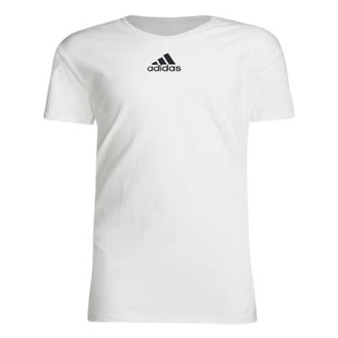 Imagem de adidas Camiseta juvenil de manga curta com logotipo em branco G branca