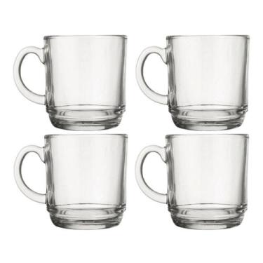 Imagem de Canecas Copos De Vidro Grosso 250ML Transparente Resistente 4 UN - PRA