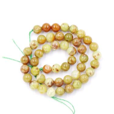 Imagem de Malahill Contas de pedra natural para fazer joias soltas com cordão elástico para pulseira, colar, fazer contas de opala verde de 8 mm