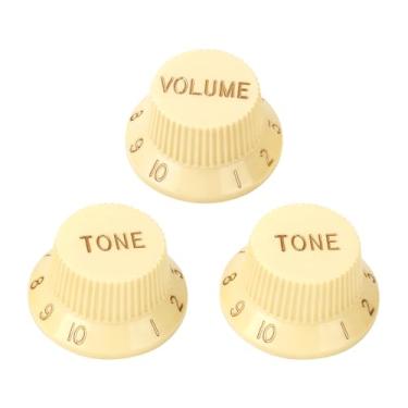 Imagem de Banworks Maçanetas de controle de guitarra elétrica Imperial de 24 estrias 2 tons e 1 volume de 6 mm (15/162.6 cm) para guitarras elétricas Fender Strat ST Pacote com 3 JT/XN-06 Cream