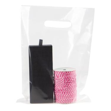 Imagem de Cupplation Sacos de compras transparentes, grandes, 30,5 x 38,1 cm, pacote com 50, sacos de plástico para varejo, resistentes a rasgos, duráveis, antiestiramento, 100% recicláveis (pacote com 30,5 x