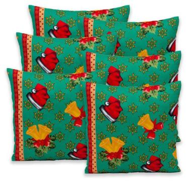 Imagem de Kit c/6 Capas de Almofadas Natalinas 40cm x 40cm Lisas e Estampadas Ox