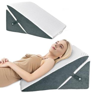 Imagem de Travesseiro de cunha de cama para dormir, conjunto de travesseiro de cunha ajustável para pós-cirurgia, travesseiro de triângulo elevado para refluxo ácido e alívio da dor nas costas, pós-cirurgia