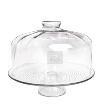 Imagem de Boleira de vidro com tampa e base Porta bolo Luxo para bolos e tortas pudins e doces cozinha(prato tampa trabalhada 121)