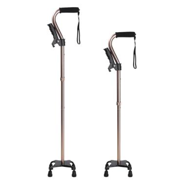 Imagem de Bengala de caminhada ajustável para homens e mulheres - Base de 4 pontas para estabilidade - Bengala dobrável para idosos com alça de deslocamento acolchoada com espuma(palavra emprestada)