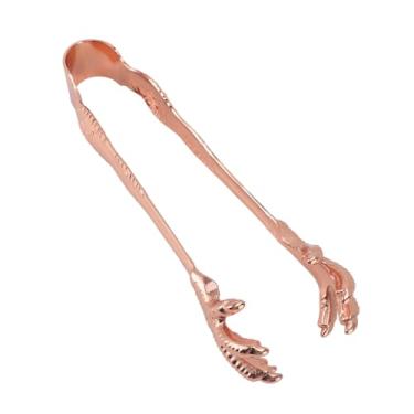 Imagem de Aramox Cubo de Gelo Em Estilo de Aço Inoxidável Premium Tong, Forma de Garra de águia, Pinças de Gelo de 7 Polegadas para Balde de Gelo, Pequenas Pinças, Barra e Uso Doméstico (Cobre banhado)