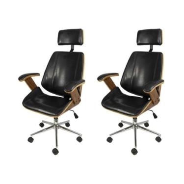 Imagem de Kit 2 Cadeiras para Escritorio Presidente Bergen 3331 Preto