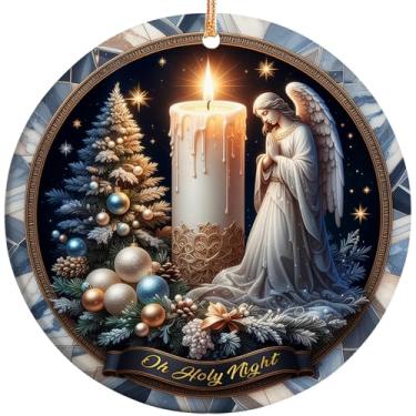 Imagem de Rigufu Enfeite de Natal 2025 – Enfeite de vela de anjo, decoração de árvore de Natal religiosa, presente de lembrança de feriado espiritual