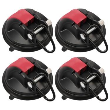 Imagem de 4 peças de ganchos de ventosa sem perfuração, ventosa de carro âncora com mosquetão, essenciais de acampamento de carro portátil para barracas de vidro