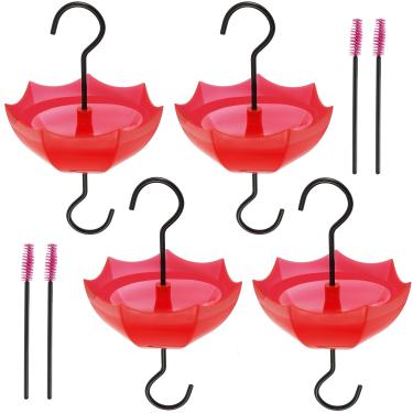 Imagem de HSHGZSR 4 peças fosso de formiga, protetor de formigas transparente para alimentadores de beija-flor, guarda-chuva vermelho para pendurar formigas, fosso de formiga de plástico de grande capacidade