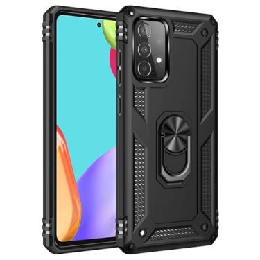 Imagem de SORAKA Capa para Samsung Galaxy A52 com suporte para anel Capa Slim Fit de TPU macio Capa Samsung Galaxy A52s 5G com placa de metal para suporte magnético de telefone para carro