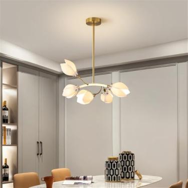 Imagem de OUFULA Contemporânea Cerâmica Sala Lustre LED Moda Arte Restaurante Quarto Estudo Villa Hotel Café Bar Balcão Lâmpada Pendente (B 5 luzes)