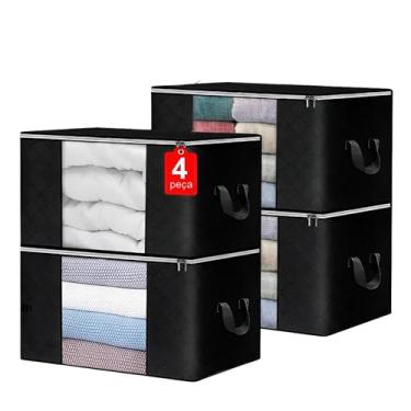 Imagem de Kit 4 Sacos Organizador Multiuso Anti Mofo Dobrável Edredom Cobertores Roupas de Cama Banho Travesseiros