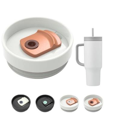 Imagem de Tampa de copo de 1,134 g compatível com Stanley Quencher, pacote com 2 capas de copo de aço inoxidável à prova de derramamento resistentes a respingos adequadas para Stanley e mais café (chá gelado, 1