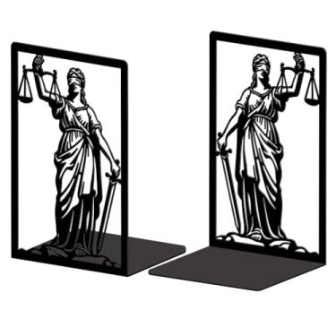 Imagem de Peacoblue Suportes de livros de metal para prateleiras, tampas de livros de estudo resistentes decorativas modernas para escritório, mesa, prateleira, sala 13,5 x 10,9 x 20,1 cm de ferro fundido