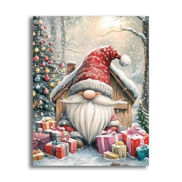 Imagem de VAIIEYO Kits de arte de diamante de Natal DIY 5D para adultos, gnomo de pintura de diamante, kit de pintura de diamante, tela de artesanato de strass redonda para decoração de parede de casa, presente