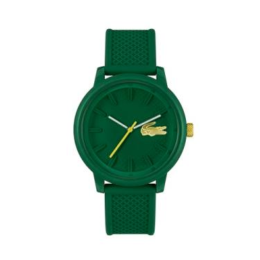 Imagem de Lacoste L.12.12 Hero Relógio masculino de quartzo 3H, pulseira de silicone, resistente à água até 5 ATM/50 metros, design icônico, 48 mm, Verde