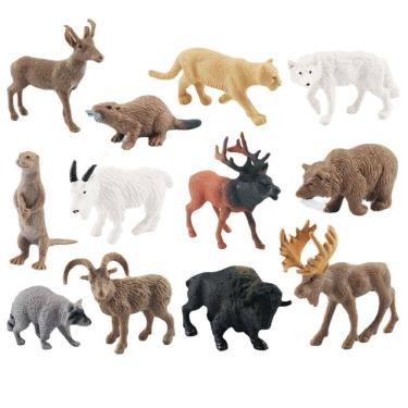 Imagem de Conjunto de figuras de vida selvagem realista norte-americano, 12 unidades de PVC