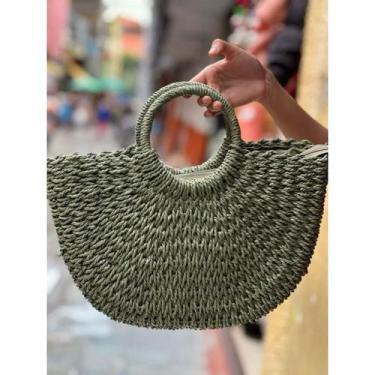 Imagem de Bolsa Palha Artesanal Meia Lua Grande Alça de mão - Casual, praia, ver