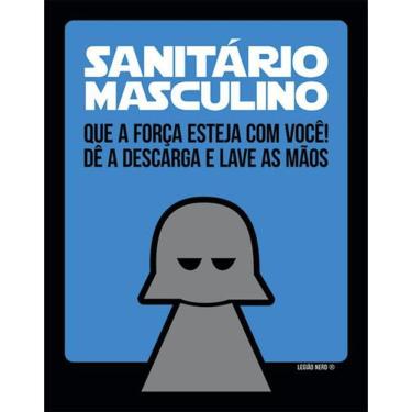 Imagem de Kit 3 Placas Sanitário Masculino Banheiro Nerd 36X46