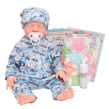 Imagem de Bebê Reborn Boneca Silicone Olho Fechado Pijama Unicórnio - Cegonha Re