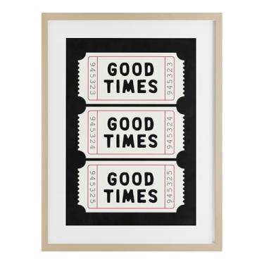 Imagem de Stupell Industries Good Times Tickets on Black Birch Impressão emoldurada sob vidro, design por Lettered and Lined, 20 x 14