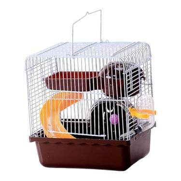 Imagem de IEUDNS Gaiola portátil para hamster com alça e ventilação, estojo para transporte de gerbilos, habitat para pequenos animais, Marrom