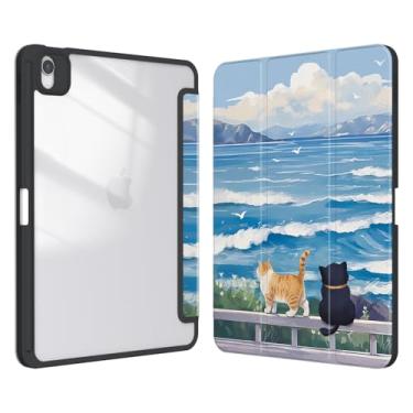 Imagem de Xkladz Capa para iPad Air 27.9 cm M2 2024 Air 6th / iPad Air 5th 2022 / Air 4th 2020, capa com suporte para lápis, capa traseira transparente, design bonito para mulheres e meninas, dormir/acordar