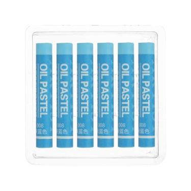 Imagem de PATIKIL Pastéis a óleo azul celeste, 6 peças de giz de cera de óleo macio, pastéis cremosos, materiais de arte em bastão para pintura de arte, desenho, mistura de graffiti para iniciantes e artistas