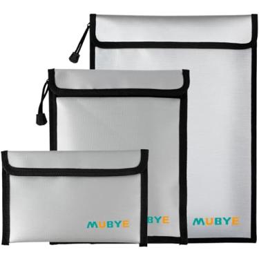 Imagem de Bolsa de documentos à prova d'água atualizada à prova de fogo - Pacote com 3 sacos de dinheiro seguros com zíper, bolsa organizadora de armazenamento resistente a fogo e água para suporte de