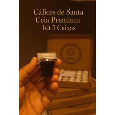 Imagem de Calice Santa Ceia Premium Suco Uva + Pão Azimo Kit 5 Caixas - Em Memór