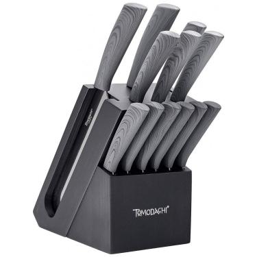 Imagem de Conjunto de Facas Hampton Forge HMC01B612L em Aço Inoxidável com Bloco de Bancada Multinível, 13 Peças, Cinza