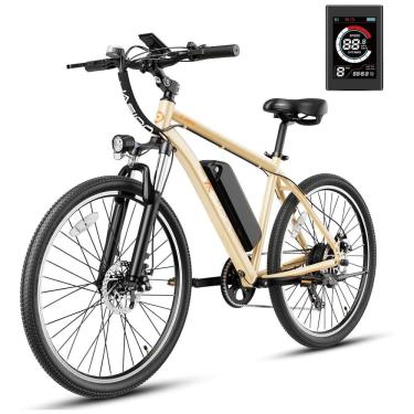 Imagem de Bicicleta Elétrica Jasion RetroVolt 26" Cáqui | Motor 350W, Bateria 36V 360Wh, 7 V...