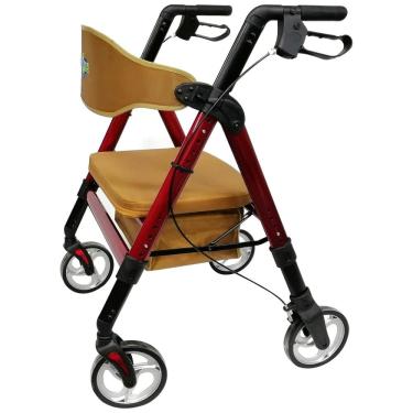 Imagem de Andador Adulto Idoso Healthline com Assento, Suporta até 200 Quilos, Vermelho