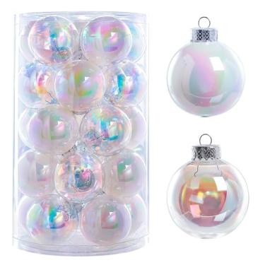 Imagem de MOONET 25 bolas de 6 cm para decoração de Natal, bolas iridescentes brancas e transparentes à prova de estilhaçamento para festival, casamento, casa, festa, decoração de árvore de Natal