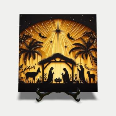 Imagem de Quadro em azulejo 15x15cm Natal presépio menino Jesus 25EI