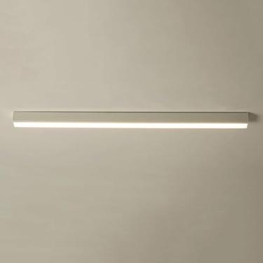 Imagem de KSSTEVNBD Luz de teto linear de LED minimalista moderna para corredor de montagem embutida barra de metal preto faixa longa luminária branca de teto de escritório para casa, cozinha, ilha, sala de