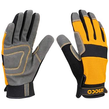 Imagem de INGCO Luvas Industriais Mecânicas, Tamanho XL, Marrom e Laranja, EN388 Certificado, Proteção para Trabalho