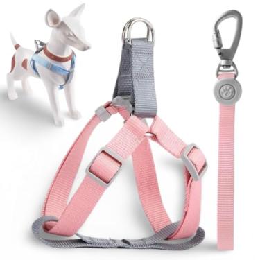 Imagem de Coleira Peitoral Para Cachorro Pequeno E Médio + Guia (Rosa, M)