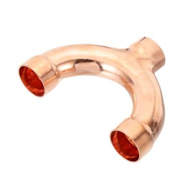 Imagem de PATIKIL Conexão de cobre ID de 3,5 cm, 1 peça 3 vias tipo Y 99,9% conexão de soldagem de encaixe de tubo de cobre puro para HVAC ar condicionado encanamento tubo de refrigeração