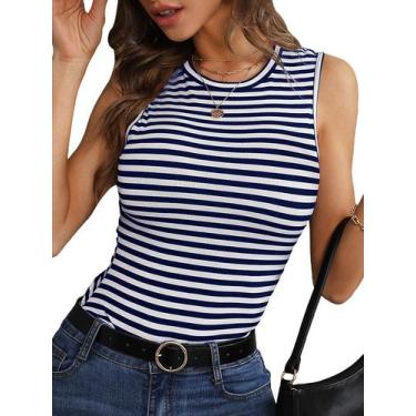 Imagem de Camiseta regata SOLY HUX feminina listrada sem mangas com nervuras em 