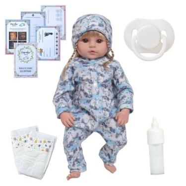Imagem de Bebe Reborn Realista Grande Cabelo Loiro Com Acessórios - Cegonha Rebo