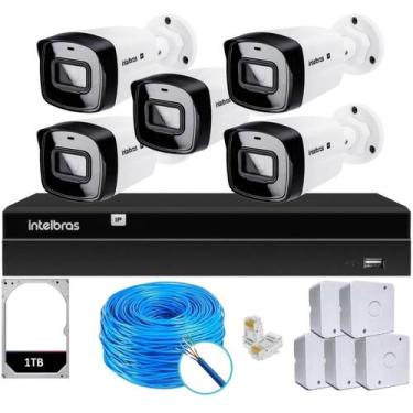 Imagem de Kit CFTV Intelbras NVD 1408P 5 Câmeras IP e HD 1TB