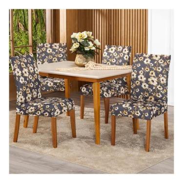 Imagem de Kit Capa De Cadeiras Estampadas 4 Lugares Malha Gel Várias Estampas - 