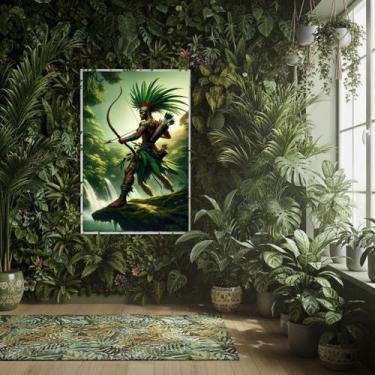 Imagem de Quadro Candomblé Oxossi Guerreiro - 70x50cm - Quadros On-line, Moldura