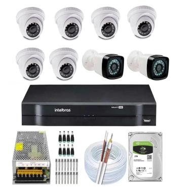 Imagem de Kit 8 Câmeras Segurança Full Hd 1080p Dvr Intelbras 8ch 1tb